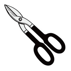 silhouette image of iron scissors on a white background
