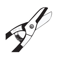 silhouette image of iron scissors on a white background