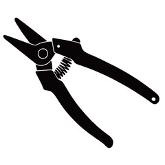 silhouette image of iron scissors on a white background