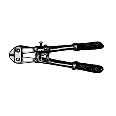 silhouette image of iron scissors on a white background