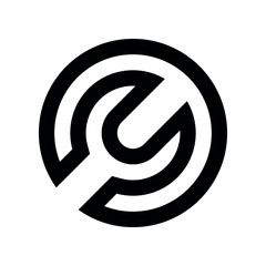 Illustration of abstract circle wrench logo design for automotive repair service or industrial maintenance company identity design vector