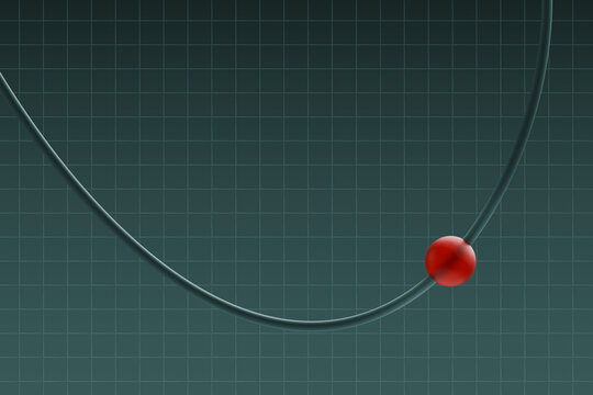 3D rendering of a red sphere on a curved graph with a grid background