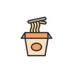 Delicious Noodles In A Takeout Container With Chopsticks On Top