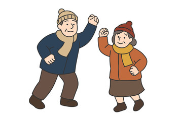 Elderly Man and Woman in Winter Clothes

