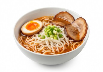 Ramen in a bowl on white background isolated