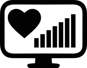 Heart Health Monitor Icon - Medical Data Display