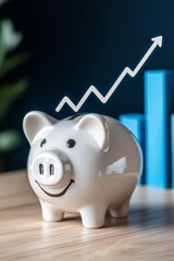 Flowing Abstract Lines from Piggy Bank to Growth