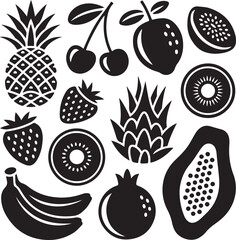 Fruit Silhouette Clipart Bundle – SVG PNG for Kitchen & Crafts

Tropical Fruit Silhouettes – Pineapple, Mango, and Citrus Designs

Juicy Fruit SVG Pack – Apple, Banana, Strawberry Vector Art

Fruit Ou