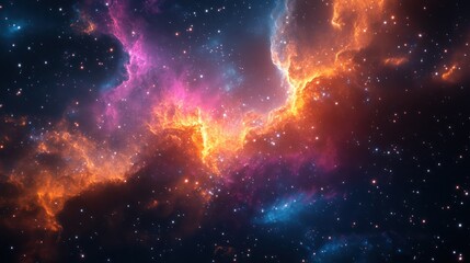 Fototapeta premium Cosmic Nebula, fiery swirls, starfield background, space exploration, digital art