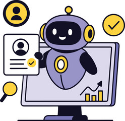 AI Robot Assistant Vector Illustration on White Background.