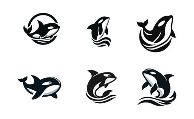 Naklejka premium Orca logo icon design illustration black white