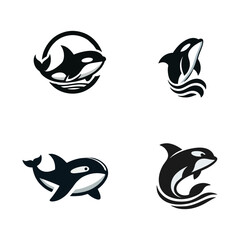 Obraz premium Orca logo icon design illustration black white