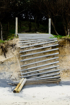 Stairs to beach collapsing due to erosion