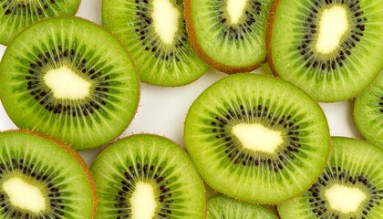 Fototapeta premium Sliced Kiwi, Geometric Pattern, Overhead Food Art