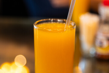 mango juice in the glass