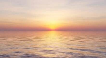 Obraz premium Vibrant Sunset Over Calm Ocean with Empty Space for Travel Branding