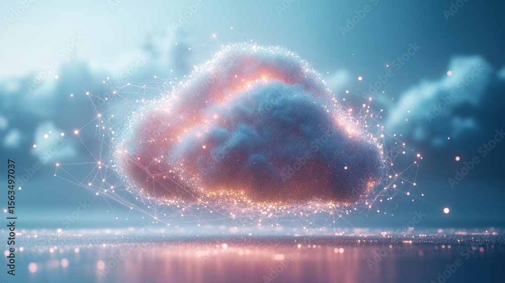Poster abstract cloud computing graphic, digital data, futuristic design, use for technology concepts