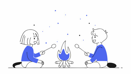 Obraz premium Child's Drawing Style Sparkler Firework on Wooden Stick - Playful Vector Art