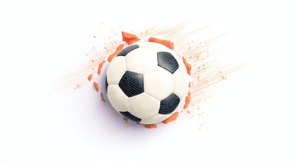 Naklejka premium Dynamic Soccer Ball Burst with Motion Effect and Colorful Background