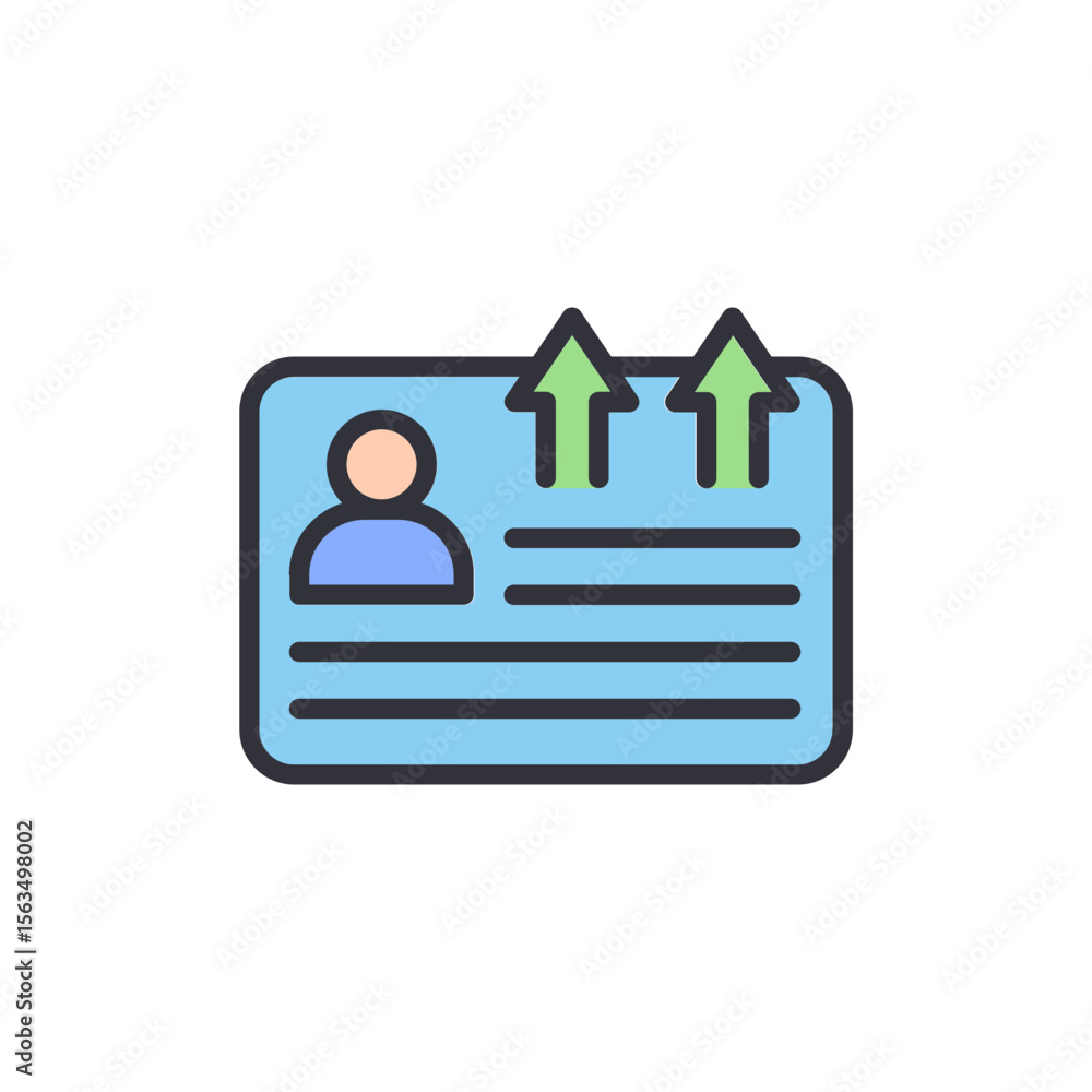 Poster identification card with upload icon for personal or business use