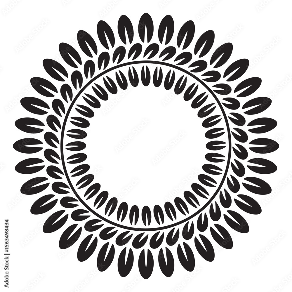 Poster circular ornament of stylized leaves creating a decorative frame for invitations and graphic design 
