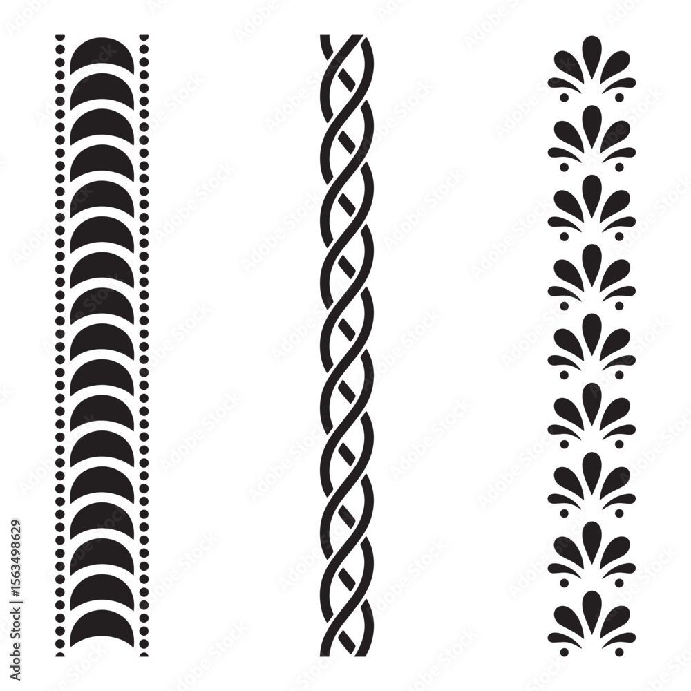 Poster a study in borders decorative elements for design black and white intricate patterns geometric shape