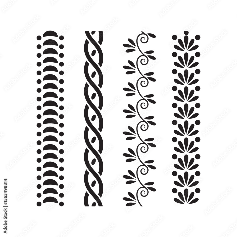 Poster elegant vector borders with floral and geometric elements for decorative design and ornamentation pr