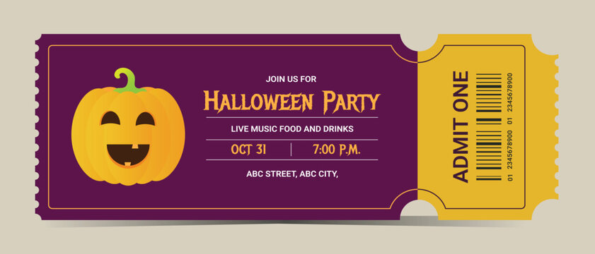 Halloween party invitation ticket template vector