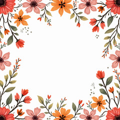 A vibrant floral pattern with a variety of colorful flowers and leaves on a white background. Assorted colorful floral on a white background