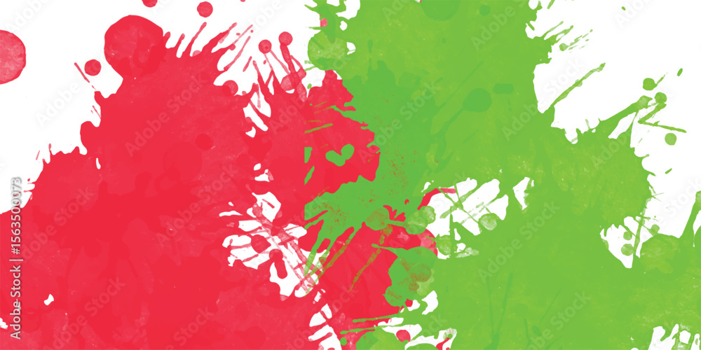 Aufkleber abstract artistic watercolor splatter design featuring red and green paint blobs against a white bac