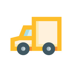 Illustration of delivery truck vector illustration for logistics and transportation services with yellow color and simple design vector