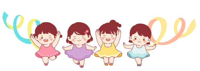 ballet, children, children, after school, dress, cute, character, children, girls, vectors,