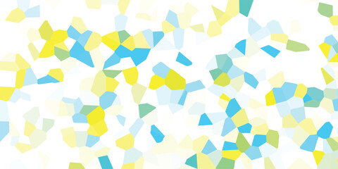 Abstract mosaic pattern in pastel colors with randomly arranged polygonal shapes on a white background for modern design and artistic concepts