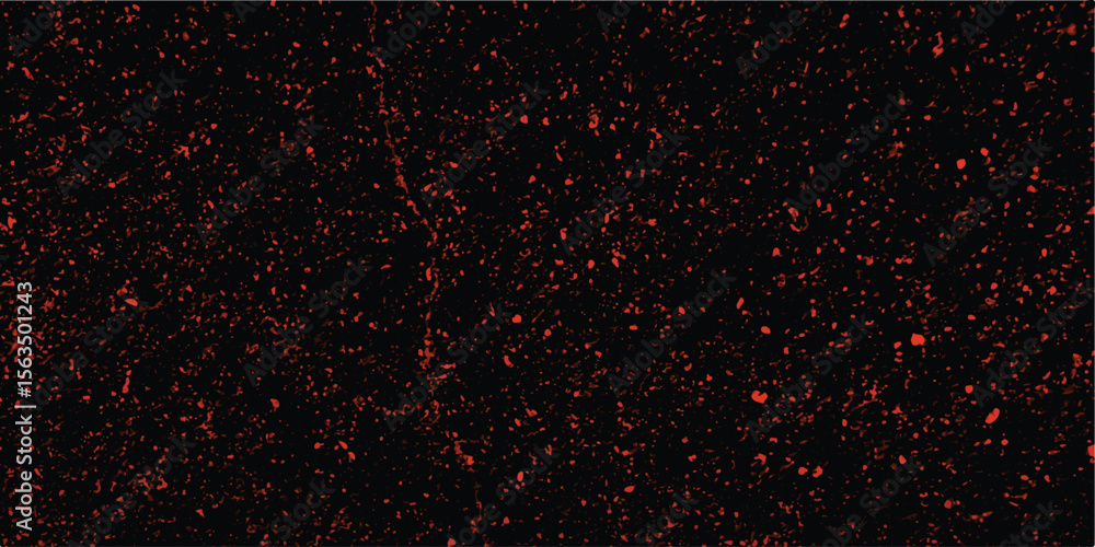 Poster abstract red speckles on black background textured splatter design for graphic arts and creative vis
