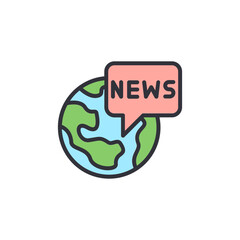 Global News Feed Represented By Earth Icon With Speech Bubble