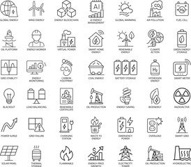 Energy and Environment Line Icons, Vector Illustration