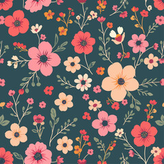Colorful hand drawn ditsy flowers. Vector seamless pattern

