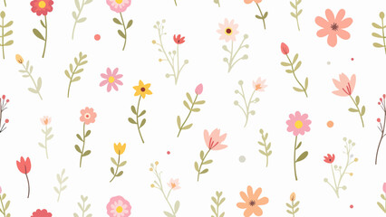 Colorful hand drawn ditsy flowers. Vector seamless pattern
