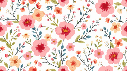 Colorful hand drawn ditsy flowers. Vector seamless pattern
