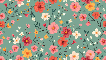 Colorful hand drawn ditsy flowers. Vector seamless pattern
