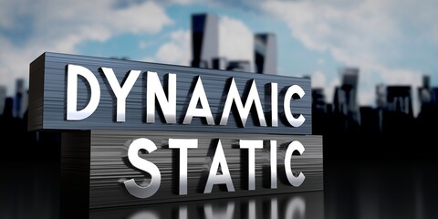 Dynamic, static - metal blocks and skyscrapers - 3D illustration