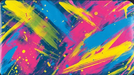 Vivid abstract brushstrokes in pink, blue, and yellow. Neural network AI generated