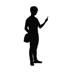 Silhouette of an individual holding a smartphone and reading messages
