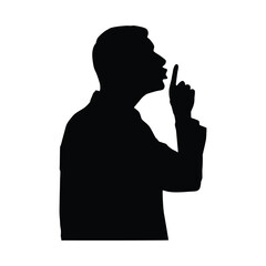 Silhouette of a Person Gesturing Quietly with a Raised Index Finger