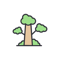 Stylized Illustration Of A Deciduous Tree With Lush Green Foliage