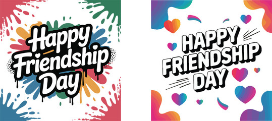  Happy Friendship day typography vector art and illustration.