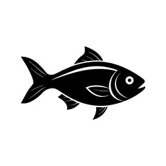 Vector art of a detailed black fish icon 