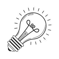 Vector art of a handdrawn lightbulb icon 