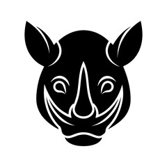 Vector art of a black rhinoceros head illustration