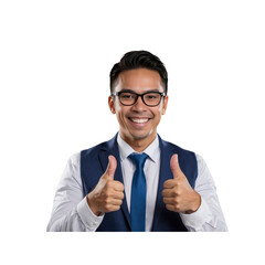 Happy Businessman Giving Thumbs Up, Positive Feedback, Success Gesture